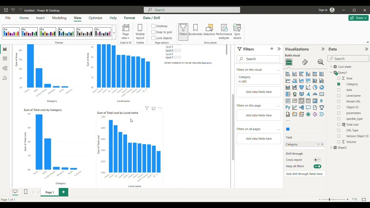 Business Intelligence for Cost Modelling in BIM (BI-5DBIM) [Revit, Speckle, Power BI]