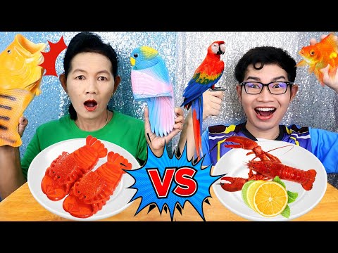 รองเท้า VS อาหารจริง ชาเลนจ์กับแม่ ปลาทอง เยลลี่ ฉลาม #Mukbang SHOES VS REAL FOOD CHALLENGE:ขันติ