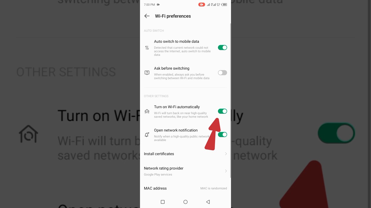 How to turn on wifi automatically android in Infinix mobile
