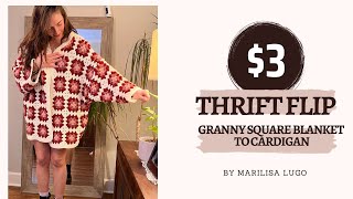$3 blanket to self drafted cardigan  // Thrift Flip #1