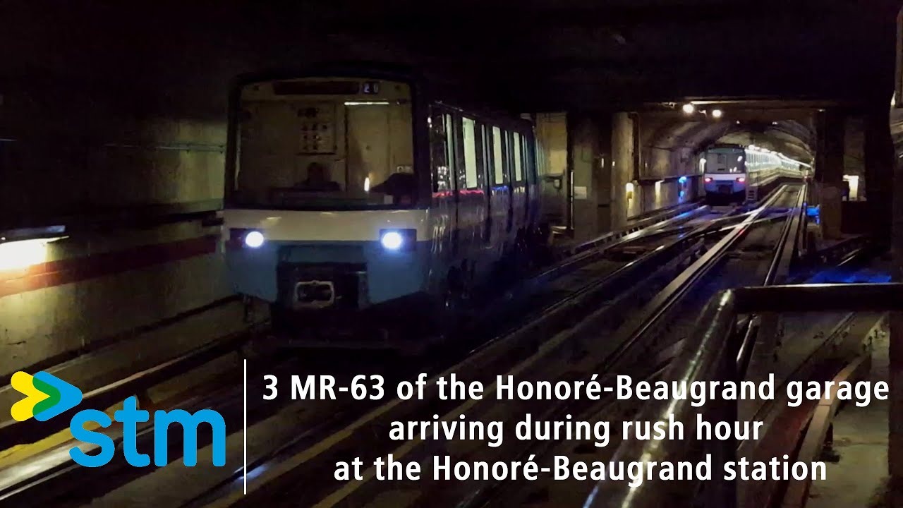 3 MR-63 coming from the Honoré-Beaugrand garage, during rush hour at the Honoré-Beaugrand station
