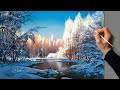 Acrylic Landscape Painting - Winter / Relaxing Art / Зимний пейзаж акрилом. Урок рисования. Живопись