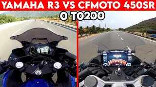 Yamaha R3 VS CFMOTO 450SR | 0 TO 200 | TOPSPEED !!!