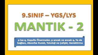 9.Sinif Matematik Mantik - 2 Yks Tyt Matematik