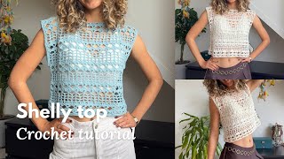 Shelly top - crochet shells & mesh vest | Crochet tutorial