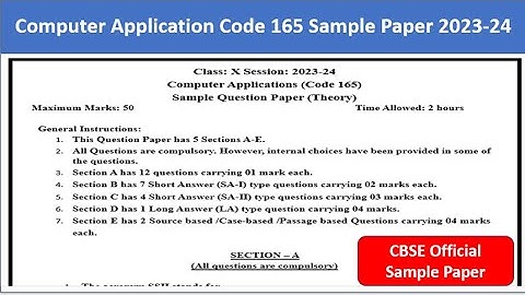 #sssci2022 Analysis of computer application (code 165) CBSE Sample Paper solution  2023-24 class 10