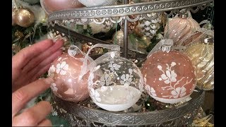 Set of 6 Hand-painted Flowers European Glass Ornaments