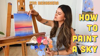 HOW TO PAINT A SKY ☁️  | Acrylic painting tutorial for beginners