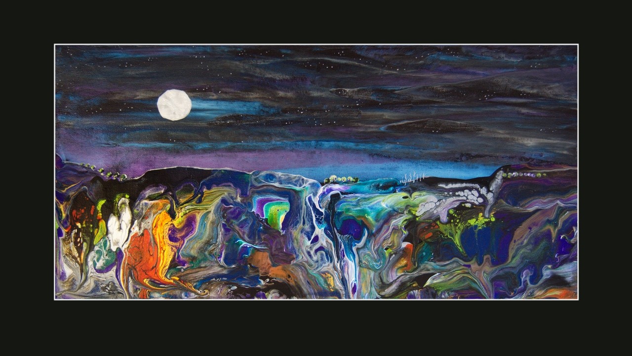 #10,271 Interferences, Night Sky-Scape Fluid Acrylics Painting 2.09.2026 Experimental art