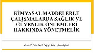 Kimyasal Maddeler Yönetmeliği Değişti-20 Ekim 2023-Lütfen Dikkat-İsg Sınavlarına Güncel Hazırlık