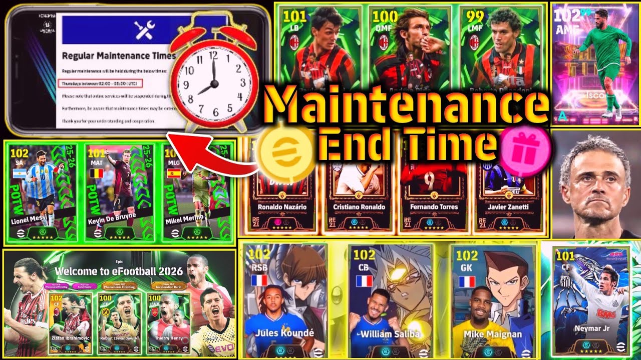 😱Today's Maintenance End Time | eFootball 2026 | After Maintenance | Free Epics | Free Coins😱