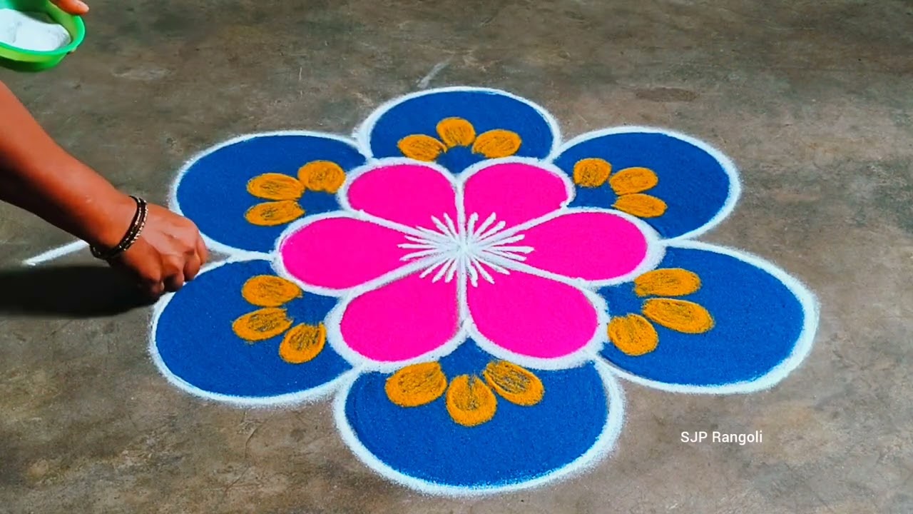Margazhi madham special kolam 🌺 different design colour Rangoli 🌺 Easy padi designs kolam