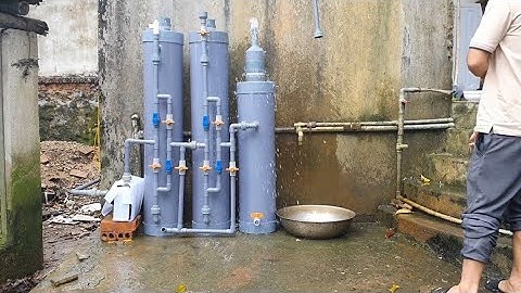 Đi lắp đặt Bộ ba cây lọc nước giếng khoan nhiễm sắt phèn đá vôi cho khách hàng khe hạ