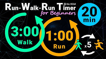 20-Minute Run-Walk-Run Timer: 3min Walk / 1min Run (No BGM)