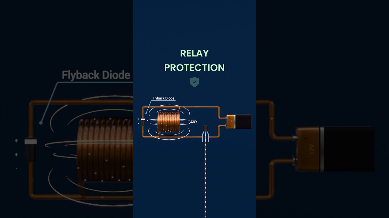 Why Relays Need Flyback Diodes | Back EMF & Voltage Spikes #shorts #engineering