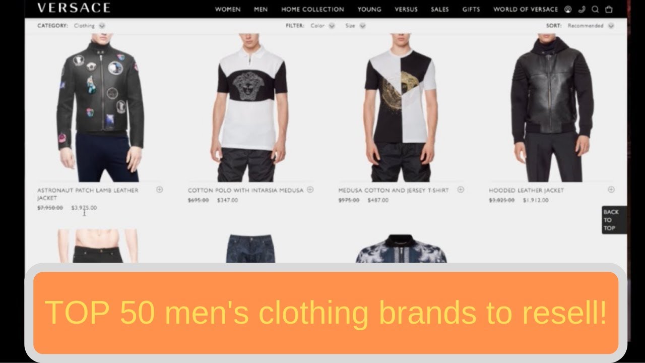 Top 50 Mens Clothing brands to sell on Ebay for Profit YouTube
