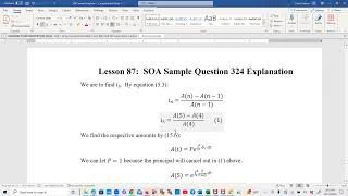 Actuarial SOA Exam FM Prep Lesson 87: SOA Sample Question 324 Solution
