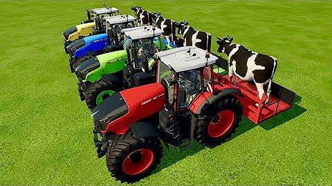 TRANSPORTING COWS WITH COLORED JCB TRACTORS - Farming Simulator 22