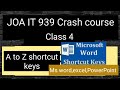 MS office shortcut keys || Joa it 939 class 4