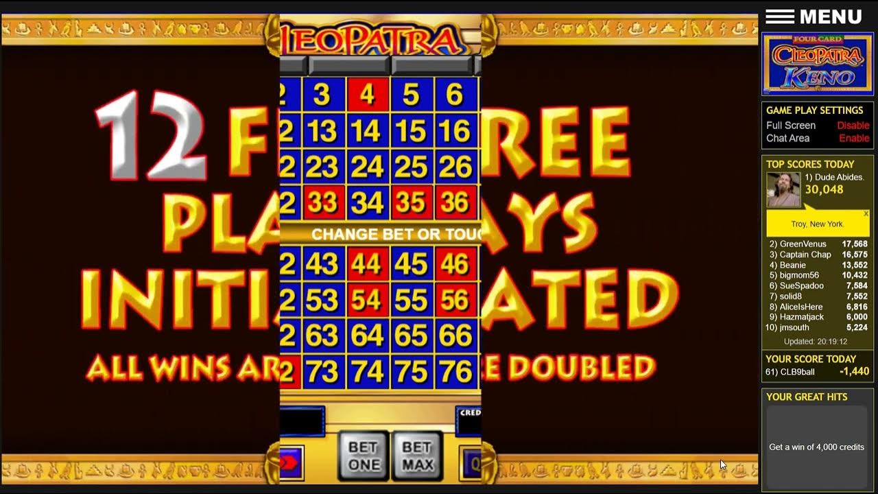 Four Card Cleoptra Keno 7 and 8 Spots YouTube