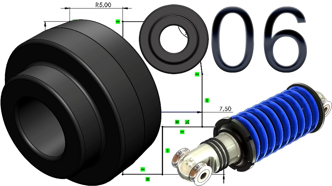 6-Project 56| Shock Absorber |SolidWorks Tutorial: Shock Absorber Bushing (Tire Rubber)