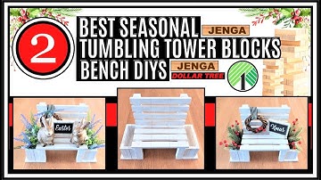 🌳DOLLAR TREE🌳TUMBLING TOWER BLOCKS FARMHOUSE BENCH DIY II HIGH END JENGA BLOCKS SEASONAL DIYS II