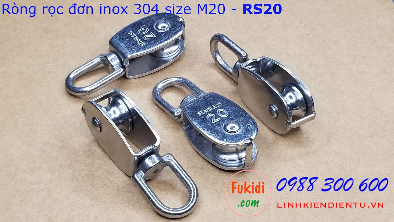 Ròng rọc mini, ròng rọc kéo tay đơn M20 inox 304, tải trọng 23kg - RS20 ...
