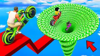 SHINCHAN AND FRANKLIN TRY THE IMPOSSIBLE GIANT SPEED BOOSTER FUNNEL TUNNEL PARKOUR CHALLENGE IN G...