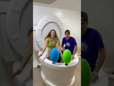 Surprise Egg Party Game Challenge In The Worlds Largest Toilet With Prize Vs Husband Shorts