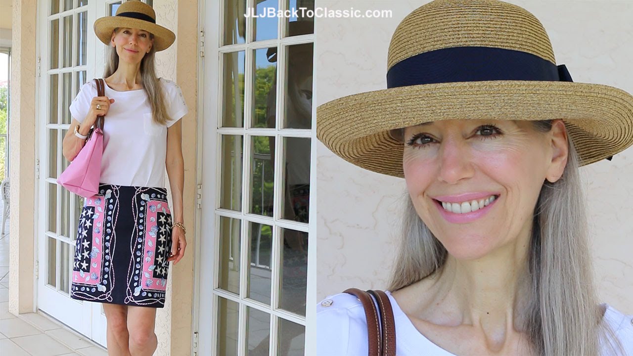 Classic Fashion/Style Over 40/Over 50: Pink/Navy Summer Hat Outfit ...