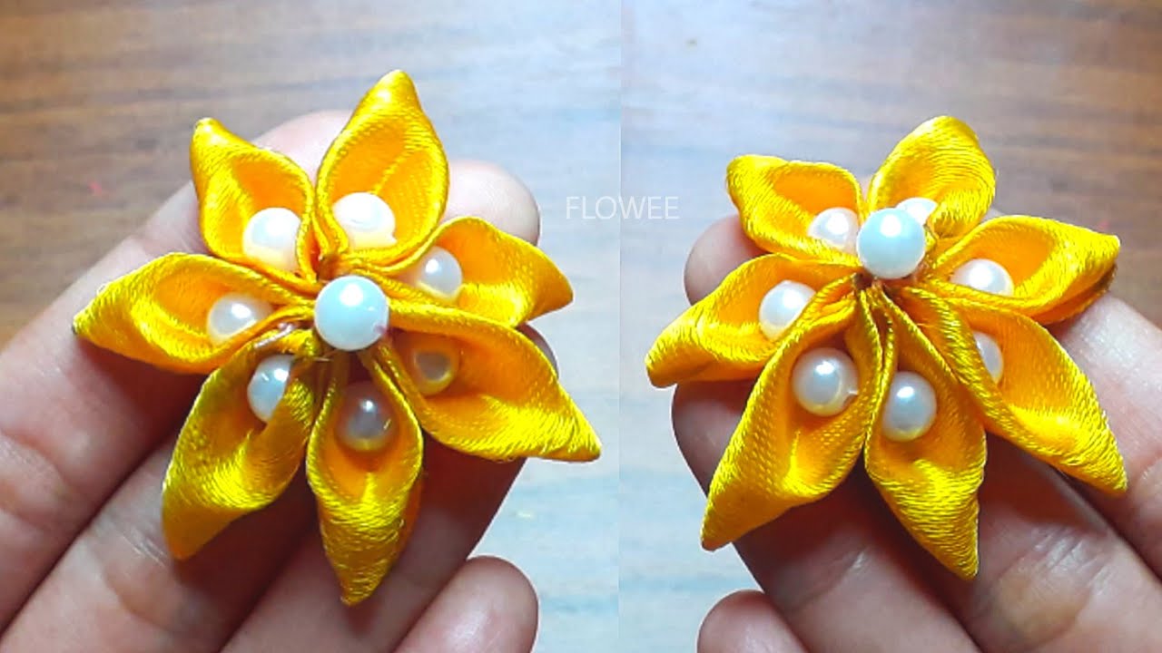 Easy ribbon flower crafts DIY Flowers FLOWEE YouTube