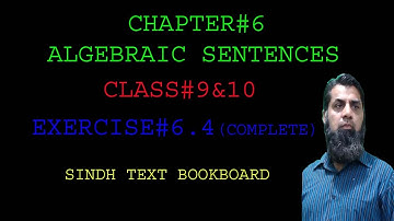 MATH (X) CHAPTER ALGEBRAIC SENTENCES #EXERCISE#6.4#