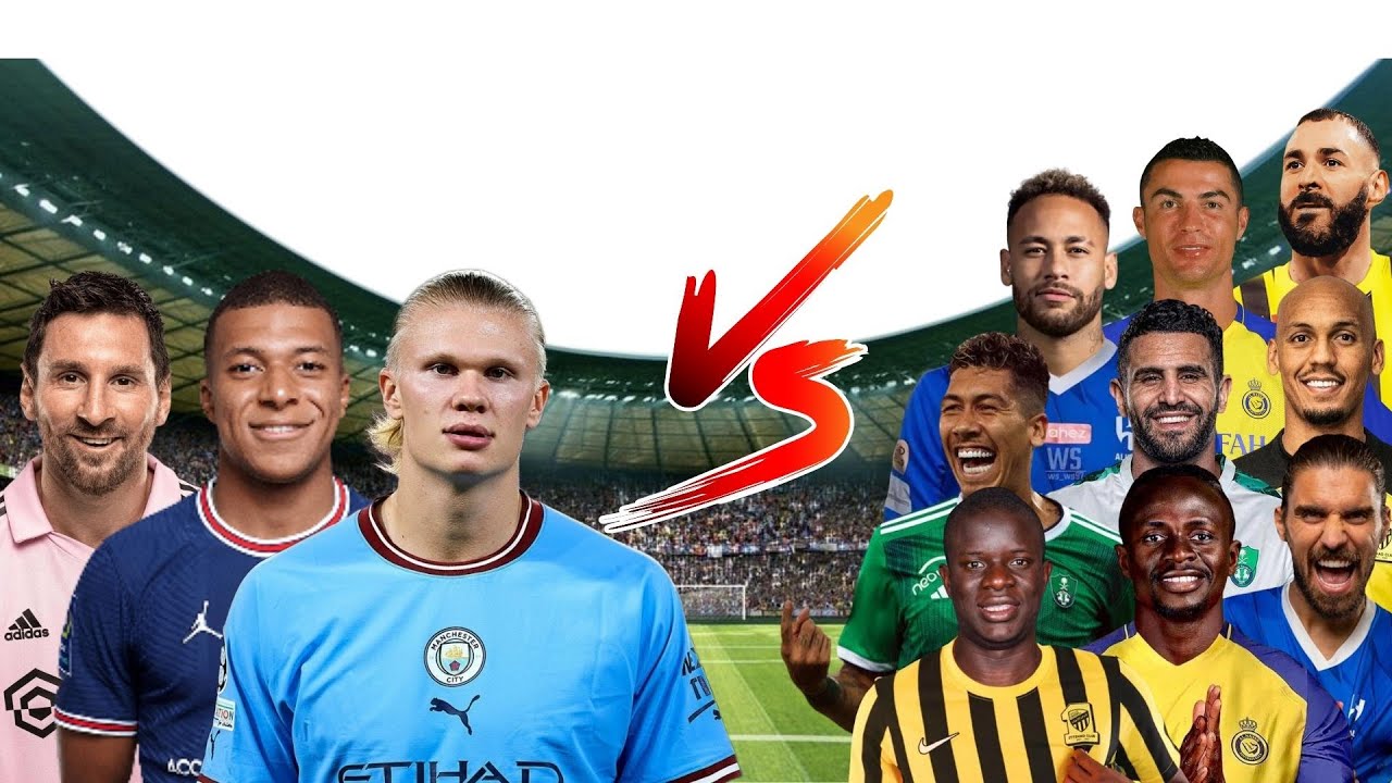 Messi Mbappe Haaland  🆚 Saudi Pro League Stars(Ronaldo , Neymar , Benzema , Firmino, Mane , Mahrez)🔥