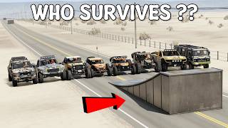 8 OFFROAD CARS VS 15 MASSIVE JUMPS [DURABILITY, STRENGTH, BALANCE TEST] | BeamNG.Drive screenshot 3