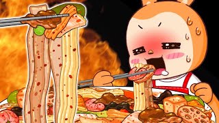 핵폭탄급 매운 마라샹궈 도전 먹방 Nuclear Bomb-Grade Spicy Mara Xiangguo Mukbang Animation Asmr