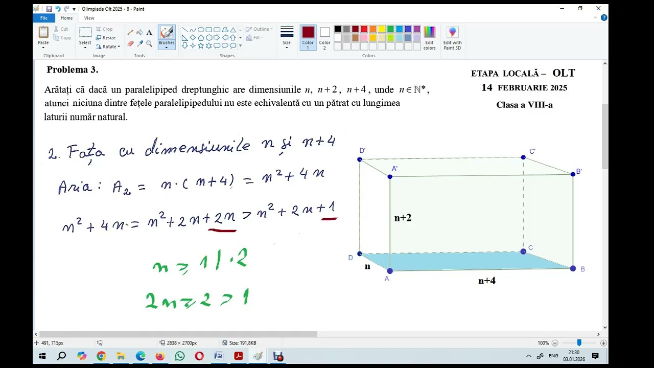 Problemă de la Olimpiada locală - Olt - 2025 - Clasa a 8-a