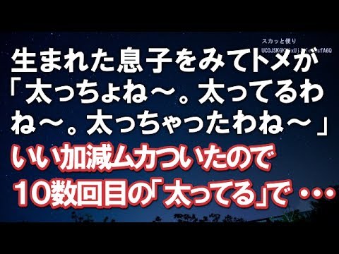 【スカッとする話】生まれてきた息子をみてトメが「太っちょね～。太ってるわね～～。太っちゃったわね～～～。」 いい加減ムカついたので１０数回目の「太ってる」で ・・・　　→結果ｗｗ【スカッと便り】