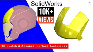 Step1 Design IRON MAN Helmet | SolidWorks Surface Tutorial.
