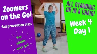 Zoomers Fall Prevention Fitness Class Week 4, Day 1 - All Low Impact, Standing or in a Chair!