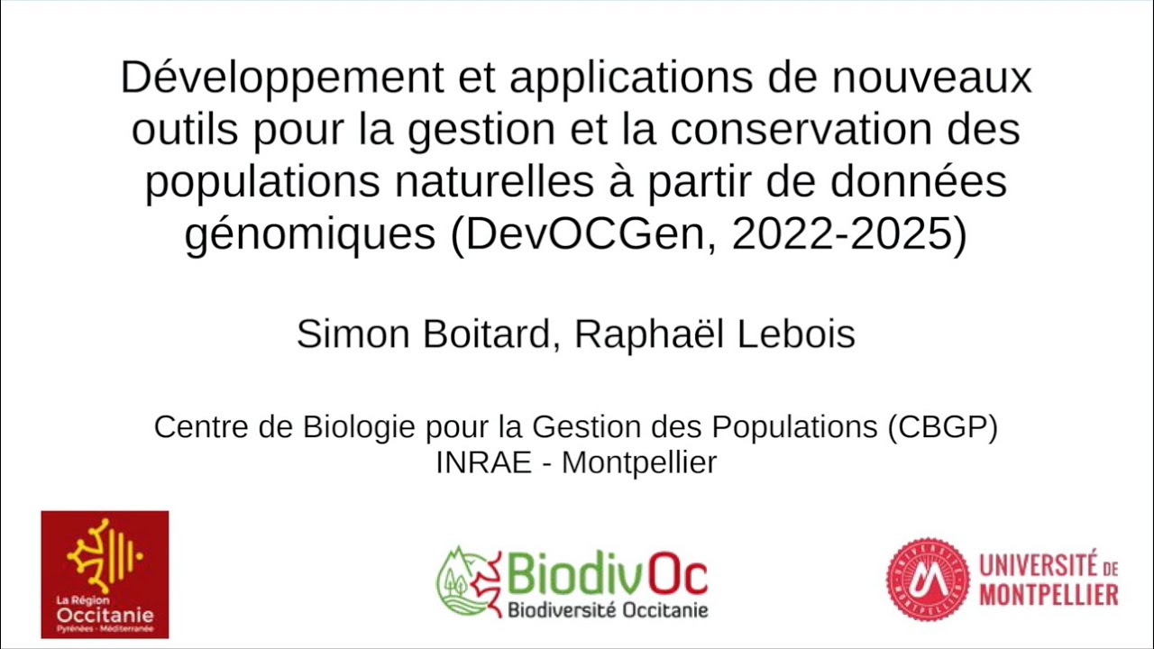Conference : Utilisation des données génomiques en conservation - projet DEvOCGen