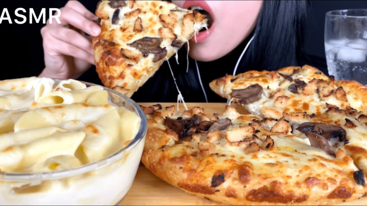Domino's pizza + Alfredo pasta | Mukbang (Eating Sounds)