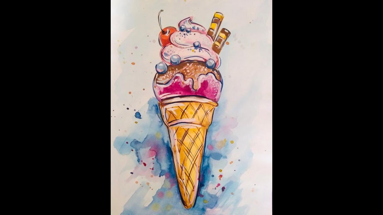Как нарисовать мороженое скетч маркерами легко