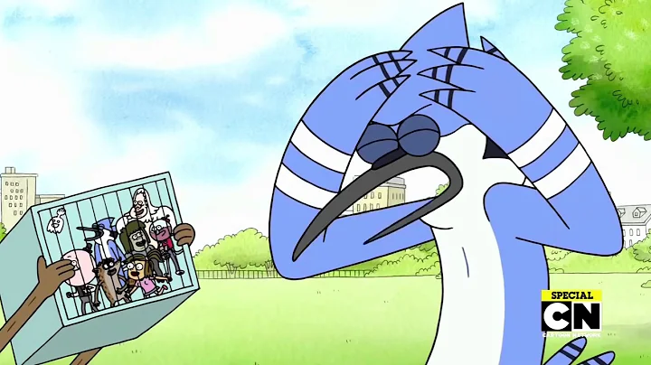 Mordecai and Rigby on first episodes and their flashback including adventure time scene