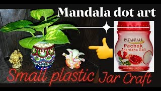 Plastic jar decor diy.Mandala dot art on jar.