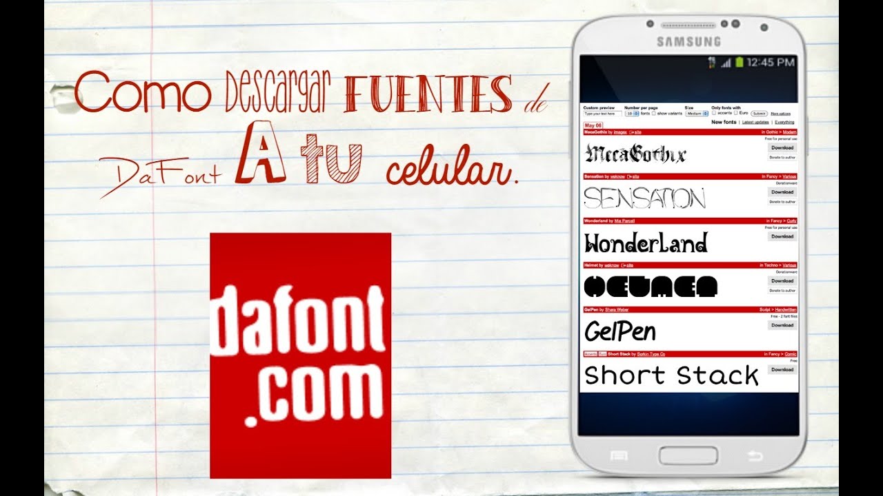 Como descargar fuentes de DaFont a tu celular - YouTube