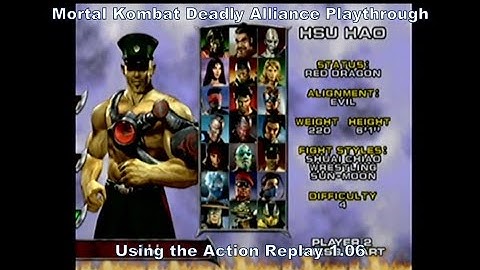 Mortal Kombat Deadly Alliance Hsu Hao Playthrough using the Gamecubes Action Replay 1.06 :D #Sub