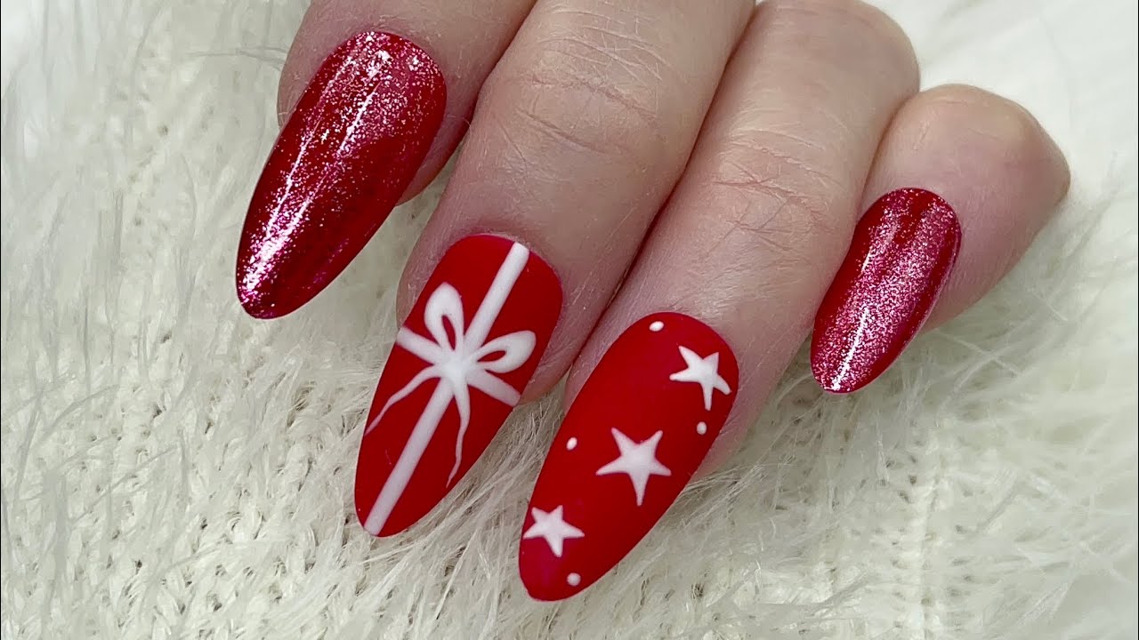 Nails Art For Beginner 💅 Red Xmas Eve Nails 💖Holiday Nails Design 💝 New ...