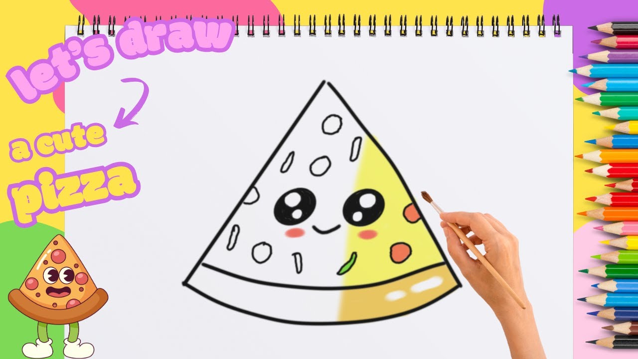 How to Draw a Cute Pizza – Easy Drawing for Kids! | كيفية رسم وتلوين ...