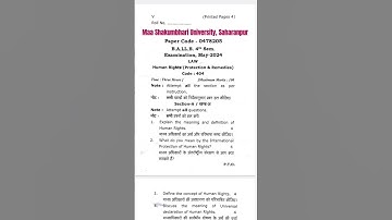 BALLB (4th Sem) Human Rights (June-2024) PYQ #msu #humanrights #msupyq @selfstudycontent