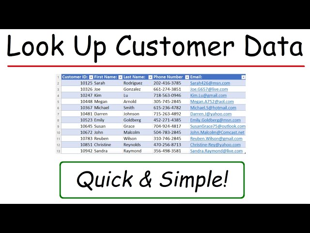 VLookUp - How To Extract Data From an Excel Spreadsheet Given Customer ID Number class=